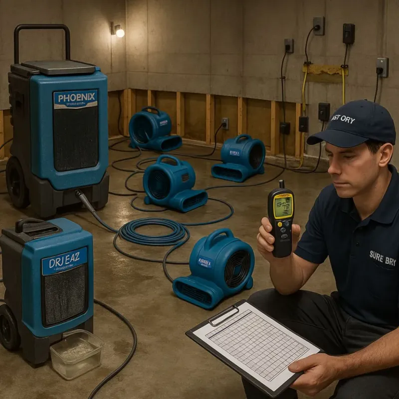 Structural Drying and Dehumidification process in Templeton, MA